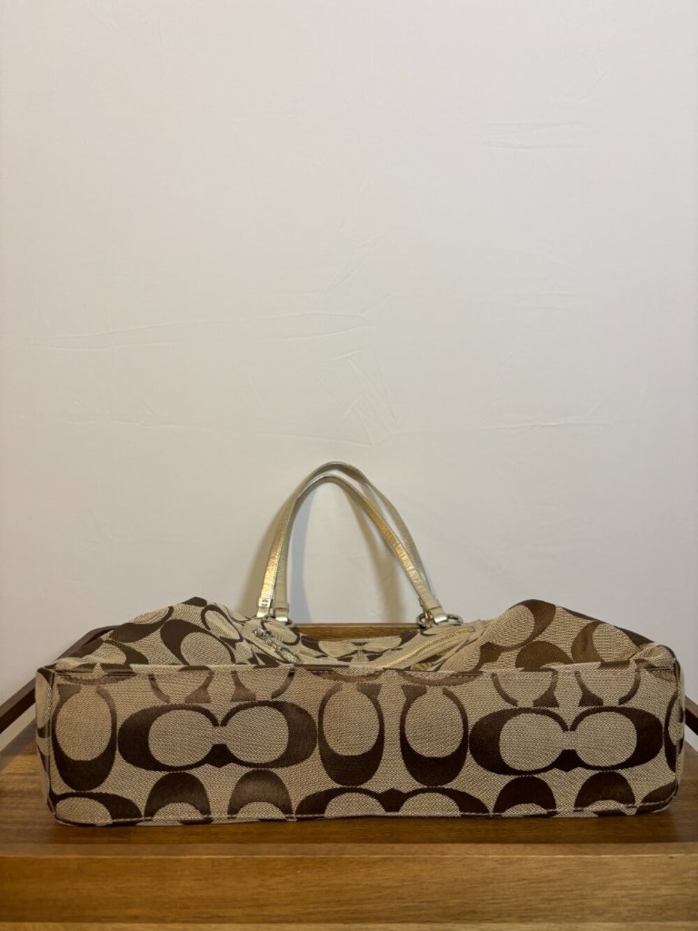 Coach Gabby Signature Khaki Metallic Gold XL Tote - Picture 7 of 11